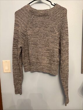 Free People Marled Taupe Crewneck Sweater